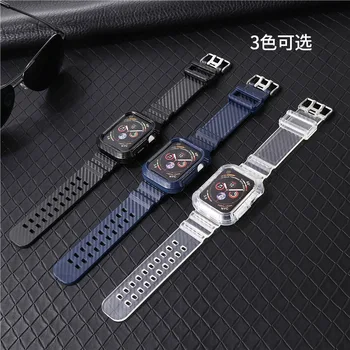 

38 40mm strap for Apple iwatch 6 SE watch band3 4 5 42 44mm replacemrnt carbon fiber glacier transparent Apple integrated strap