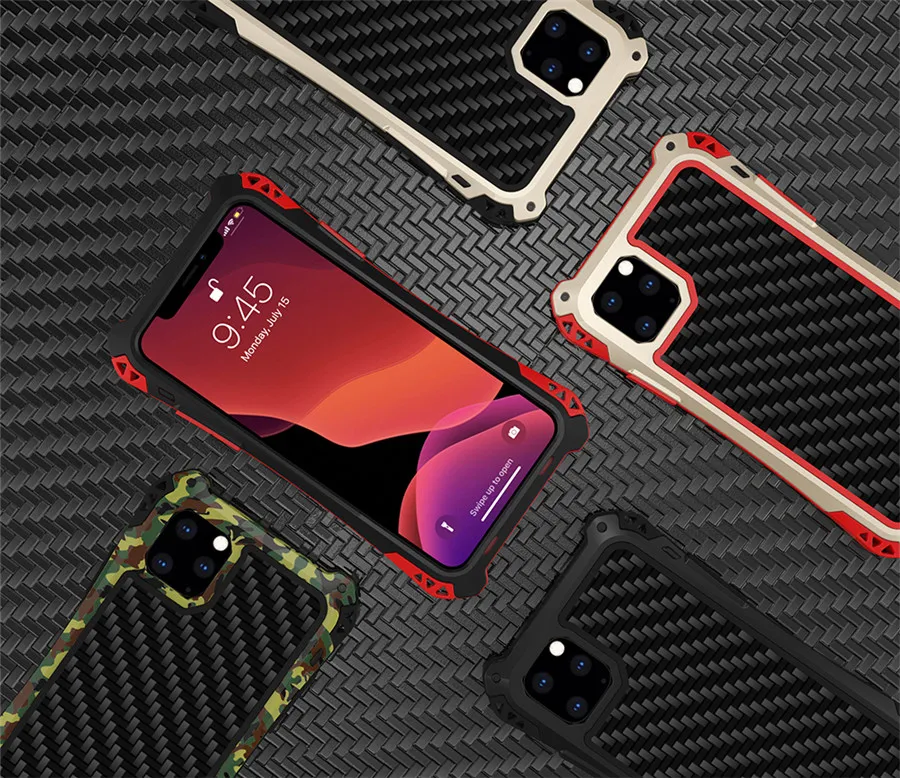 Для Iphone 11 11 Pro Max AMIRA водонепроницаемый ударопрочный чехол для iPhone XR Xs 7 8 Plus 5Se 6s углеродное волокно Чехол Броня металлический чехол