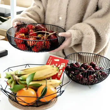 

Metal Fruit Storage Basket Iron Vegetable Snack Drain Tray Decorated Display Bowl Rack Table Decoration Kicthen Organization