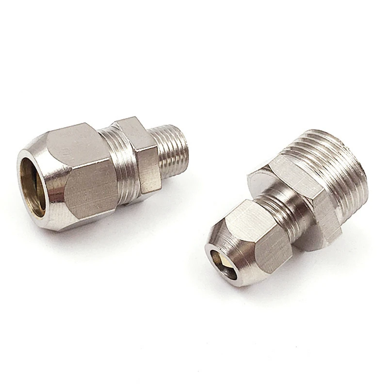 NEW OD Tube brass Ferrule Tube Compression Fitting Connector1/8 1/4 3/8 1/2 BSP Male Thread  4 6 8 10121416mm Pneumatic fittings