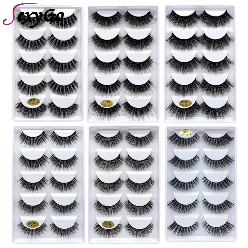 

SexyGo 3D Mink Eyelashes Natural Handmade Reusable Long 1 box Lashes 5 pairs Soft Dramatic 1cm-1.5cm Full Strip Cilios Faux Cils