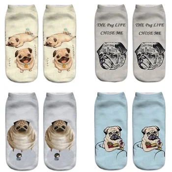 

Women Cotton Socks Cute Dog Cat animal Sharpei Print Socks Unisex 3D Printing Ankle Sock Slippers funny Harajuku female Socks