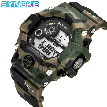 

SYNOKE Sports Men's Digital Watch Military Waterproof Mens Watches LED Luminous WristWatch Male Casual Rubber Clock reloj hombre