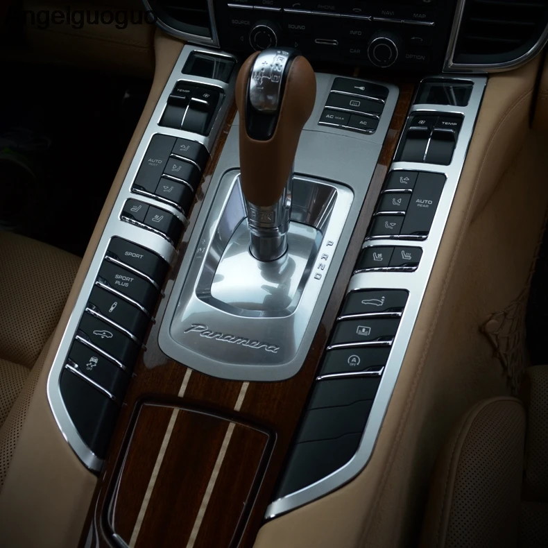 Car Styling Center Control Gear Shift Panel / Rear seat function Buttons Decorative Trim Strips For Porsche Panamera 2010-2016