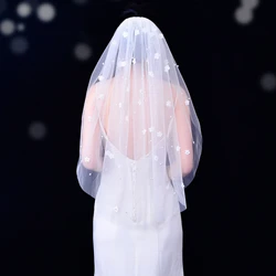 Handmade Wedding Veil With Pearls One Layer Cathedral Wedding Veil Bridal Veils with Comb Luxury Bridal Tulle Bridal Accessories