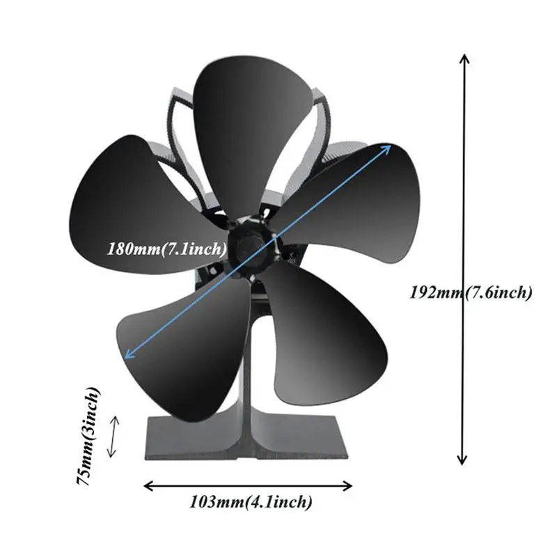 5 лопастной печной вентилятор теплового камина с фанерным питанием от жары бревенчатая горелка дружественный тихий вентилятор для дома эффективное распределение тепла