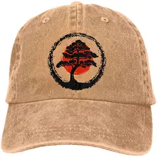Мужские или женские регулируемые винтажные джинсы бейсболки бонсай дерево каллиграфия круг дзен папа шляпа