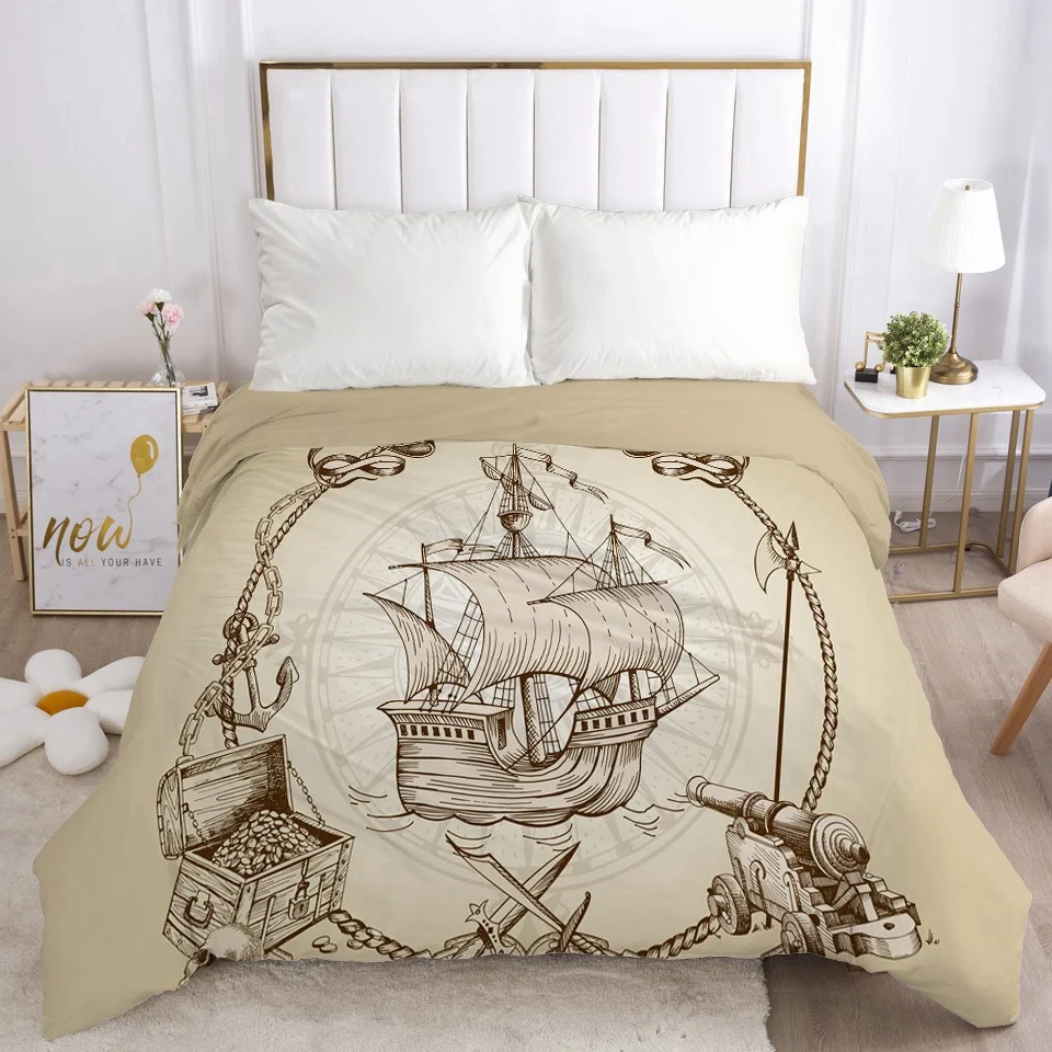 

1pc Duvet cover Double/Queen/King 220x240/90/135/150 3D Bedding Comforter/Quilt/Blanket Cover with Zipper Retro boat