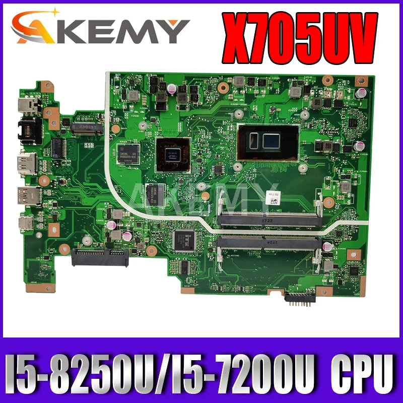 Akemy Mainboard For Asus Vivobook 17 X705UDR X705UQ X705UV X705UB X705UD X705U N705U Laptop motherboard I5-8250U/I5-7200U