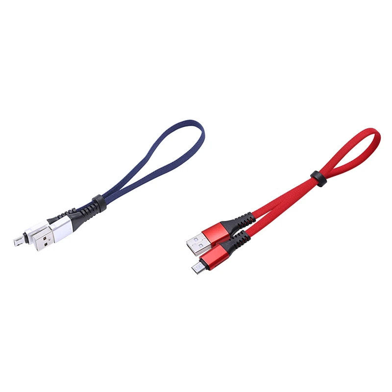 2 шт USB к Micro-USB короткий плоский кабель для зарядки с металлическим разъемом для устройств Android и зарядки банка питания(0,65 футов/0,2 м