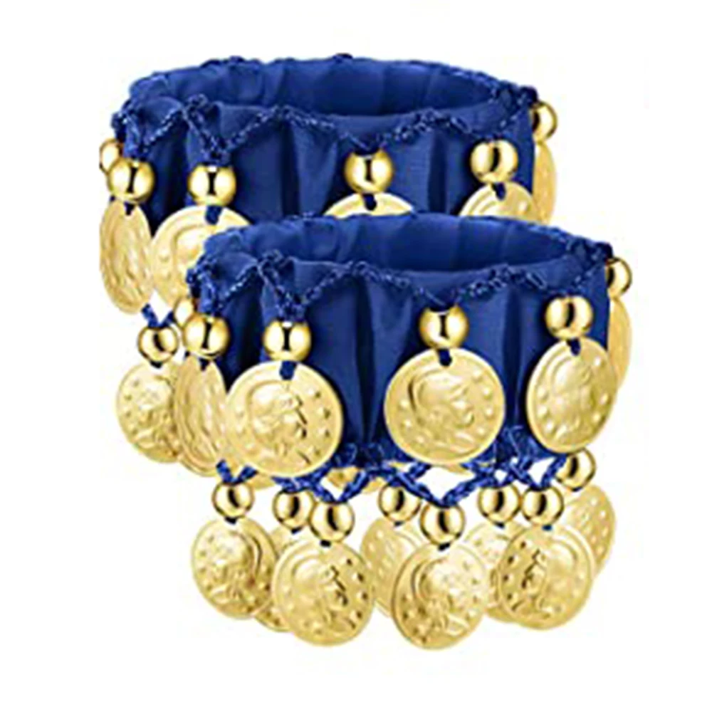 1 paar Bauchtanz Handgelenk Fußfesseln Armband Chiffon Gold Münze Kostüm Zubehör Valentinstag Geschenk Schmuck Frauen Mädchen neue In – Detail 7