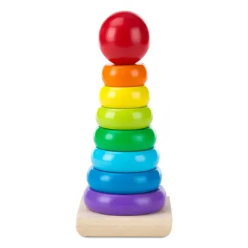 

Rainbow Tower Rainbow Set Column Early Childhood Education Color Number Cognition Wooden Ring Educational Toy