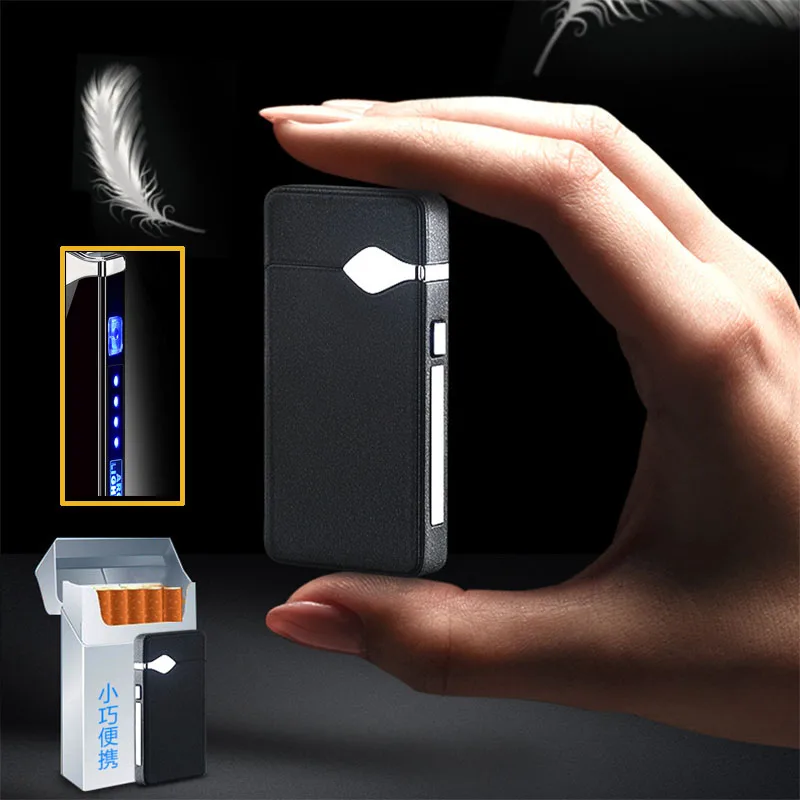 Ветрозащитная электронная USB Зажигалка, сигарета, перезаряжаемый Электрический Импульсный фонарь, зажигалки, плазменная двойная дуговая зажигалка, гаджеты для мужчин