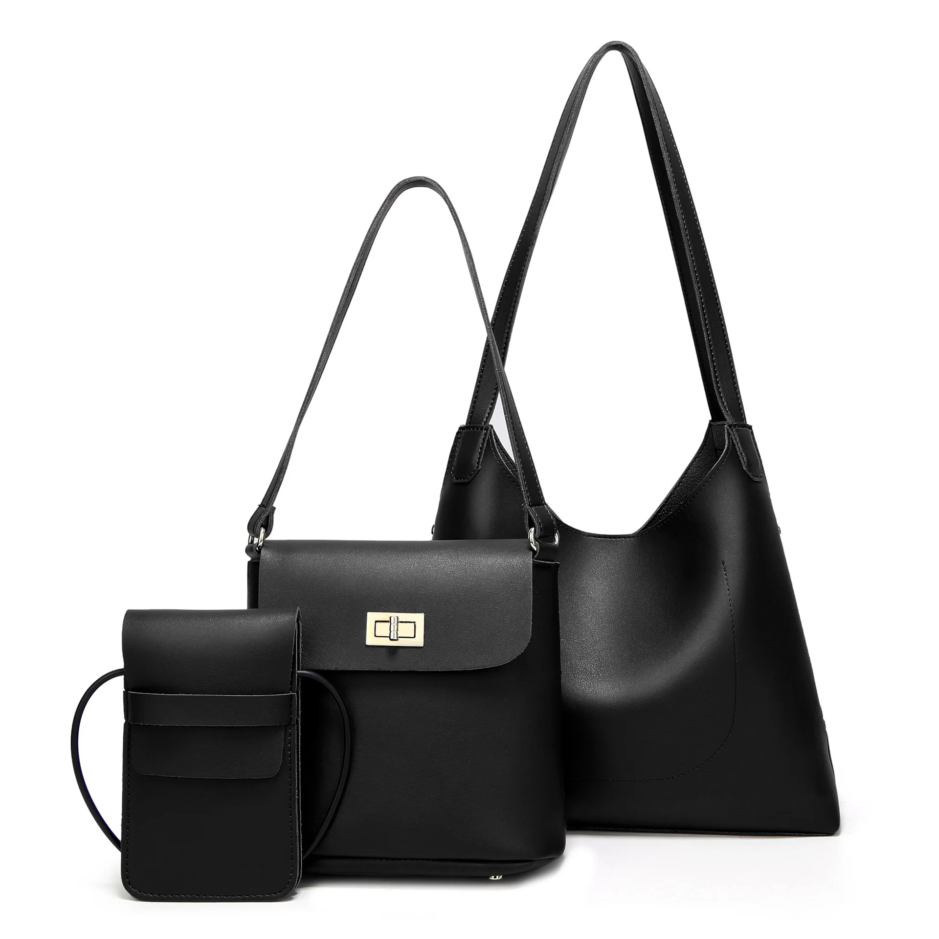 

2019 New Style Different Size Bags Three-piece Set-Style Simple European And American Minimalist Shoulder Bag/ Hand Bag Large Ba