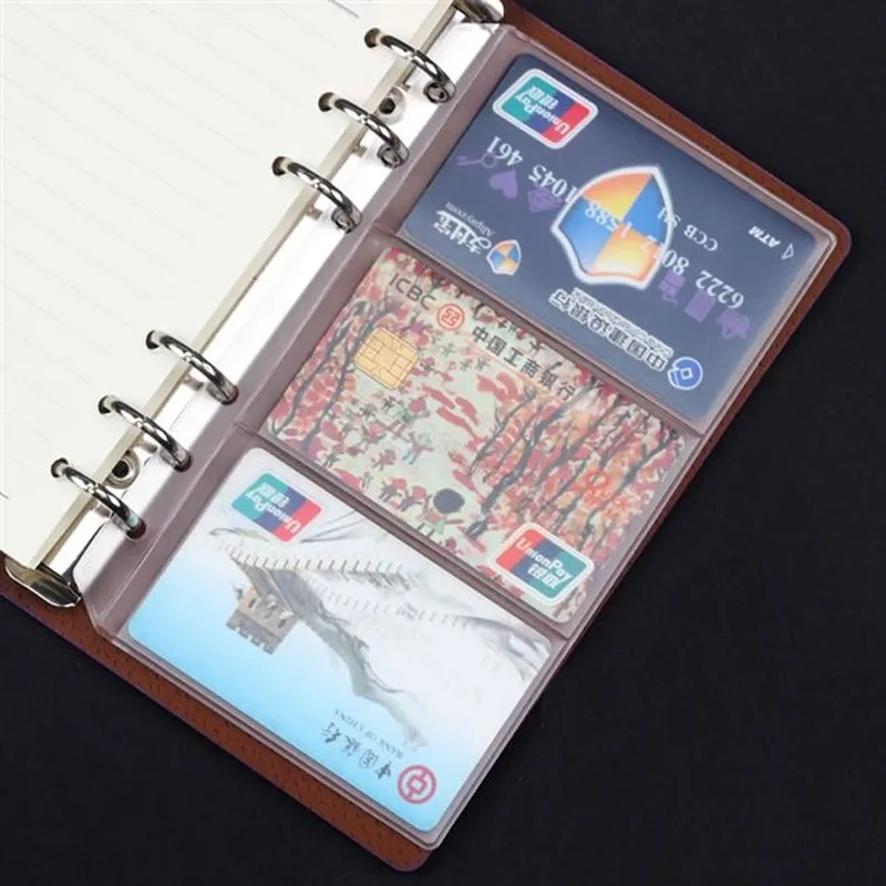 10pcs/Set A5 A6 A7 Pouch 6 Holes Transparent Card Book Loose-Leaf Bills Bags Binder Refill Inner Storage Organizer Holder Pocket