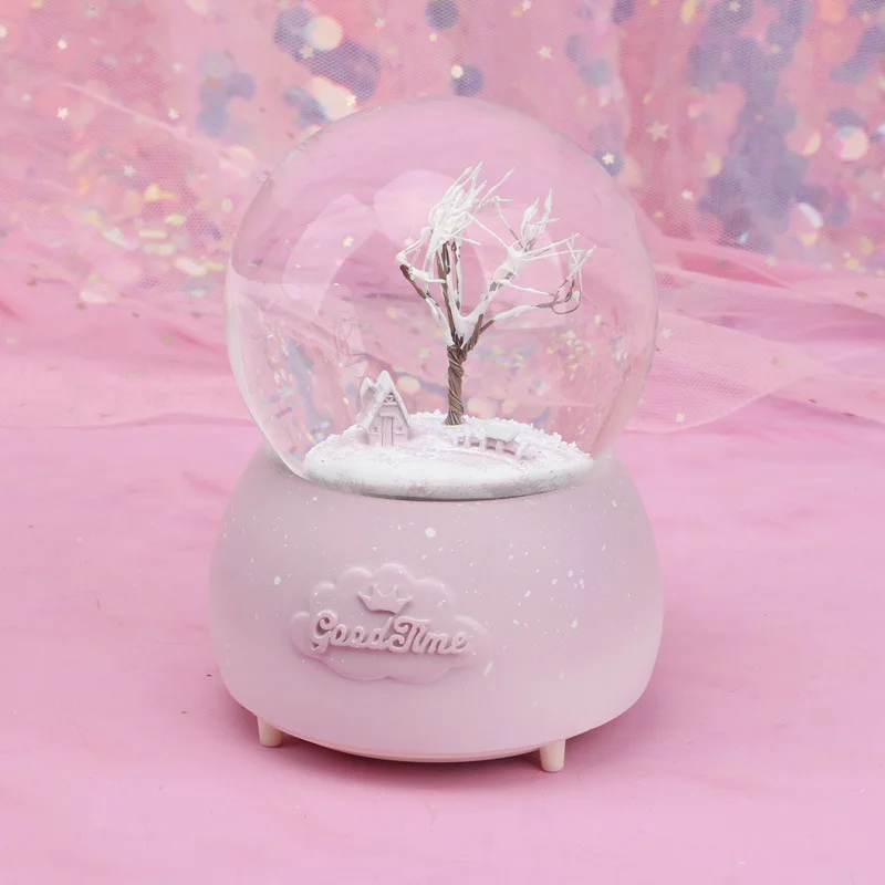 Креативный сезон дерево Снежный шар хрустальный шар вращающаяся музыкальная шкатулка Рождественское украшение для домашнего украшения