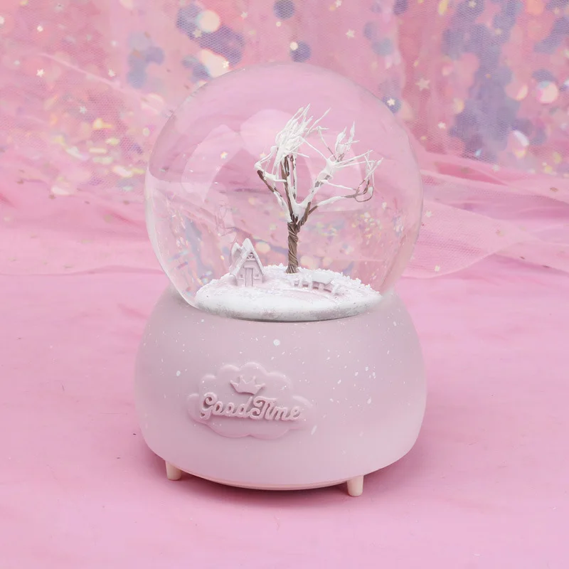 

Creative Season Tree Snow Globe Crystal Ball Rotating Music Box Christmas Decoration For Home Home Decoration Accssories