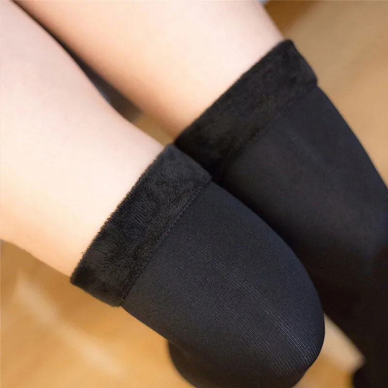 

Winter Thick Stockings Women Black Beige Knee High Long Boots Thigh High Warm Stockings Female Slim Fit Leggings Sokken