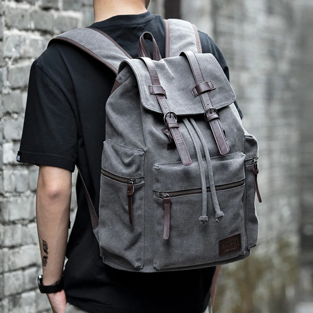 Vintage Large Canvas Backpack For Men 