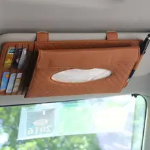 Кожаный держатель для кредитных карт CD DVD, стеклянный солнцезащитный козырек, держатель для хранения, коробка для салфеток, чехол, органайзер, кошелек, зажим