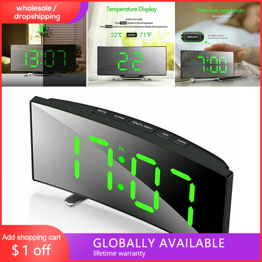 New Mirror LED Alarm Clock Multifunction Wireless 5.0 Bluetooth Music