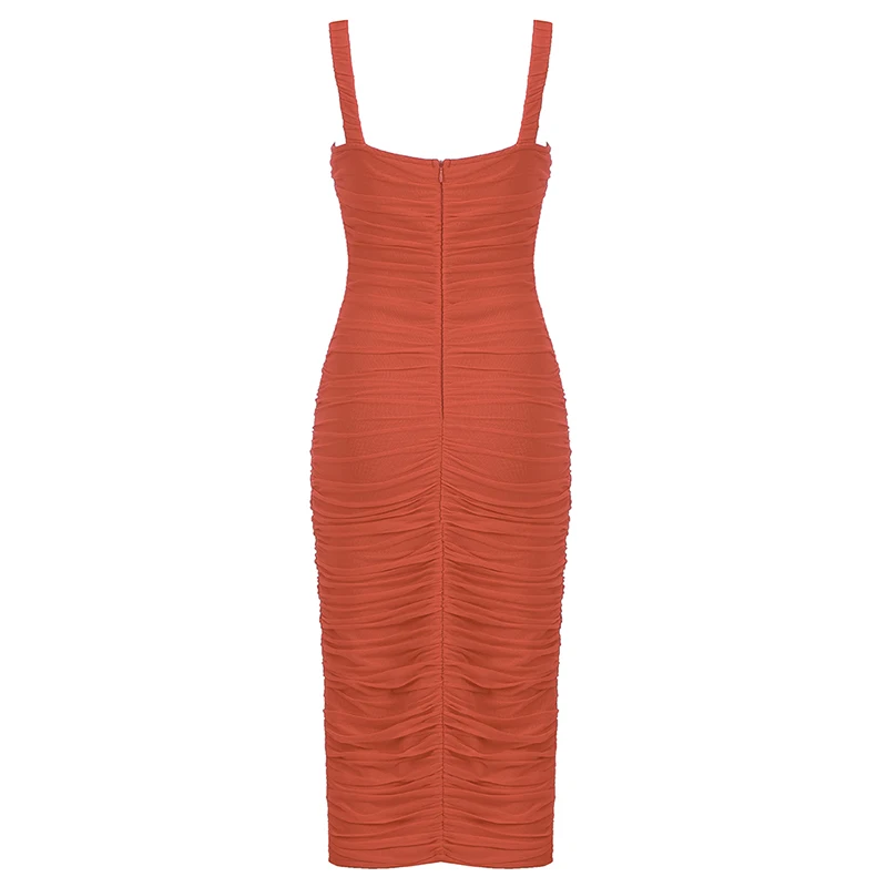 INDRESSME, новинка, сексуальный женский модный наряд для вечеринки, Vestido, Сетчатое, с рюшами, v-образный вырез, на бретелях, без рукавов, бандаж, длина до колена, облегающее платье