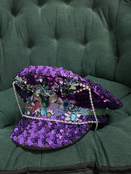 Fashion Women Feather Captain Hat Bride 