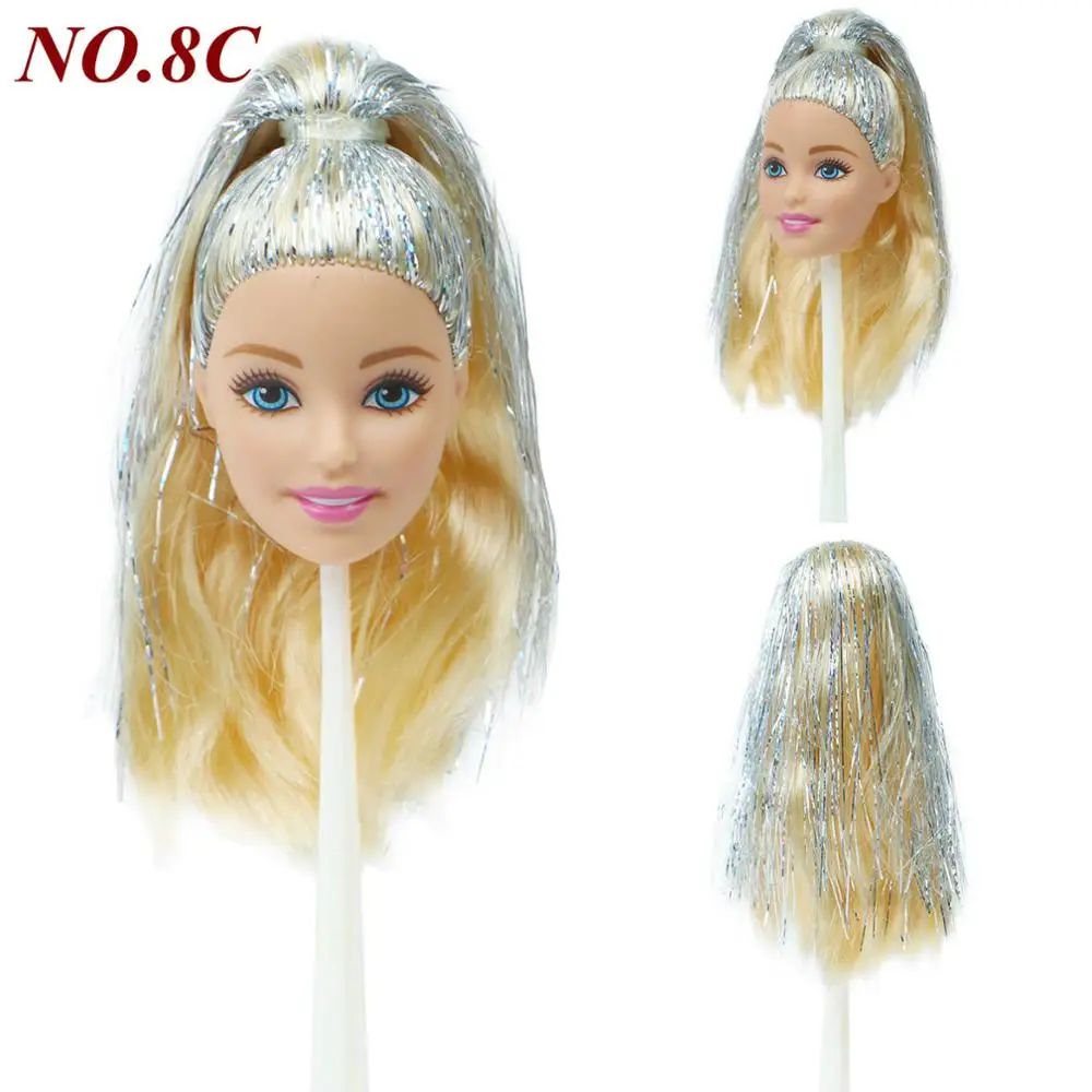 Отличное качество голова куклы разное лицо прямые вьющиеся волосы с модными случайными серьгами DIY аксессуары для 1" игрушки куклы - Цвет: NO.8C