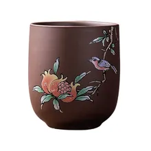 Пасторальная птичья Цветочная чайная чашка большого размера фиолетовая глиняная чашка для чая чисто ручная работа 160 мл керамическая чашка кунг-фу