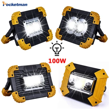 

Portable Spotlight USB Led Work Lamp Worklight Flashlight Rechargeable 18650 Battery Outdoor Camping Hunting Emergency Lighting