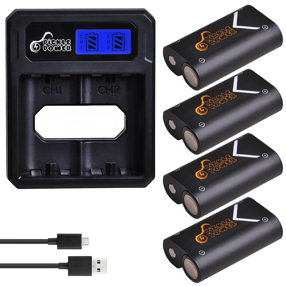 Battery Pack Per Xbox One Controller,4Pcs Batteria Ricaricabile E Caricabatteria Per Xbox One, Xbox One S,Xbox One X,Xbox One Elite