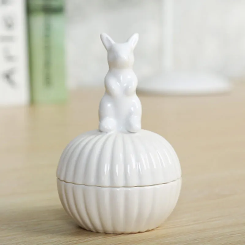 New Arrivals Wedding Gift Handmade Electroplate Animal Trinket Box White Ceramic Jewelry Box Storage Jar flesjes - Цвет: buy 1 PC