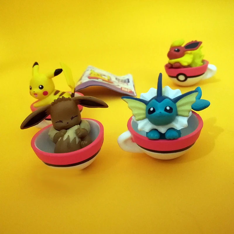 Takara Tomy 5 шт./компл. Pikachu Eevee экшн фигурка Покемон большая голова кукла спящий эльф