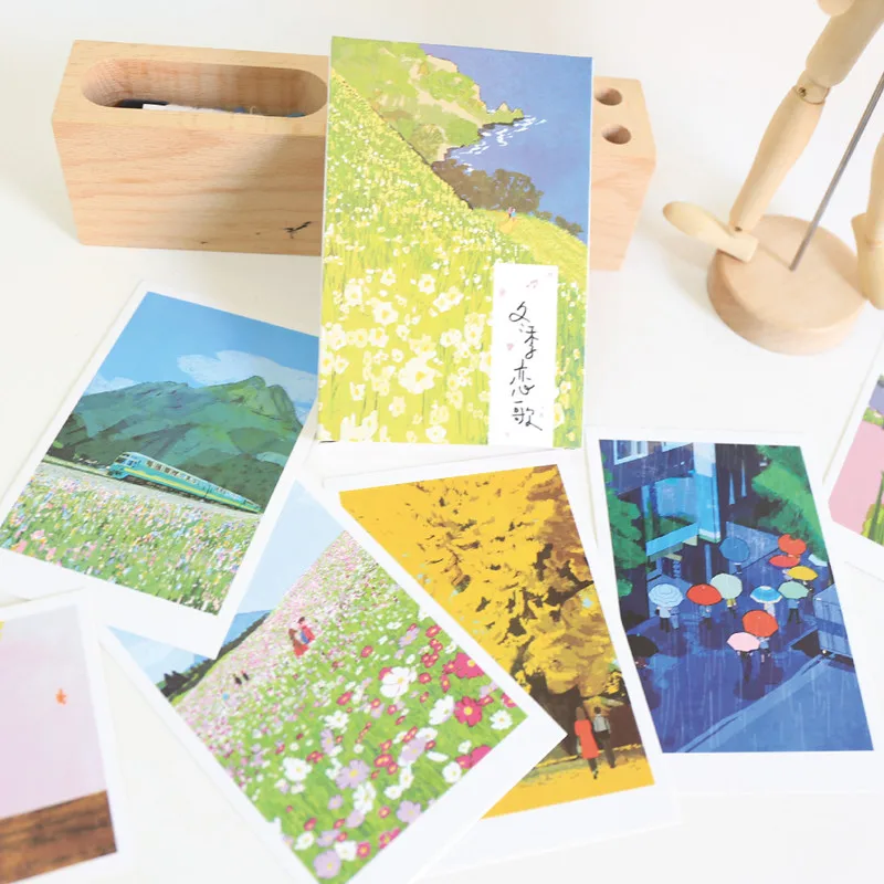 

30 Sheets/set Beautiful Scenery Paintings Postcard Vintage Postcard Christmas Gift Card Wish Message Cards Letter Card
