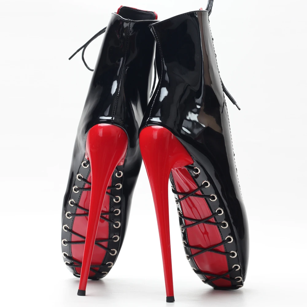 JIALUOWEI 섹시한 하이힐 페티쉬 발레 앵클 부츠 Size36-46, 7 인치