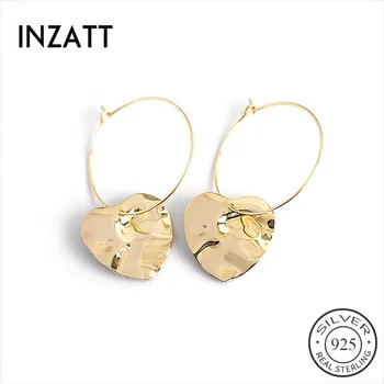 

INZATT Real 925 Sterling Silver Geometric Triangle Round Hoop Earrings For Fashion Women Party Fine Jewelry Accessories Gift