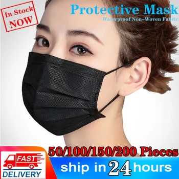 

200pcs PM2.5 Mouth Face Mask Non Woven Disposable Dust-proof Earloops Masks Windproof Outdoor Protective Masks Fast Delivery