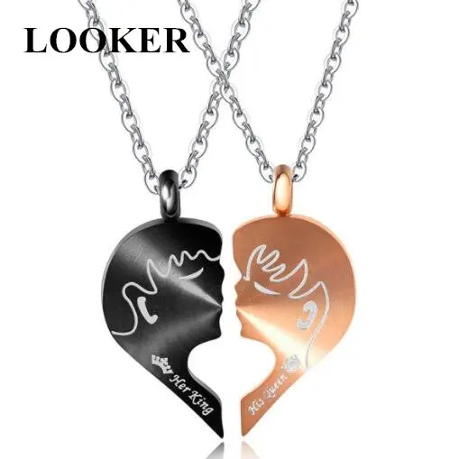 LOOKER сладкий поцелуй Пара Ожерелье s мальчик и девочка король кулон в виде