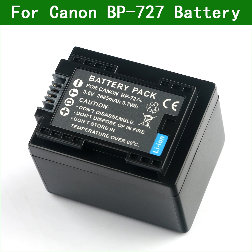 3 6 V 2685 мА/ч BP 727 BP727 цифровой Камера Батарея для Canon HF R306 R406 R506 R606 R706 R806 M56 M60 M506 R30