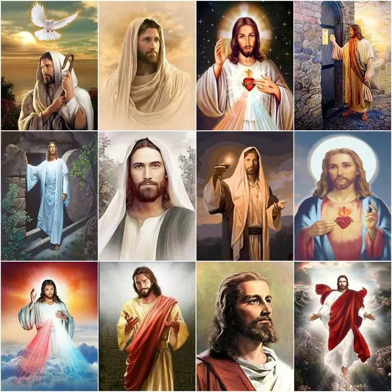 Full Drill Square Round Diamond Embroidery Painting Jesus Rhinestone Kit Mosaic Religious Needlework Home Decoration diamond painting diamond painting accessories