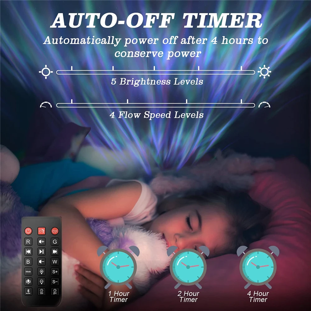 Projektor Aurora, hvězdný projektor, noční světlo s galaxií, projekce severního světla, otočná LED lampa, BT hudební reproduktor, dekorace do ložnice, dárek_voghion.com