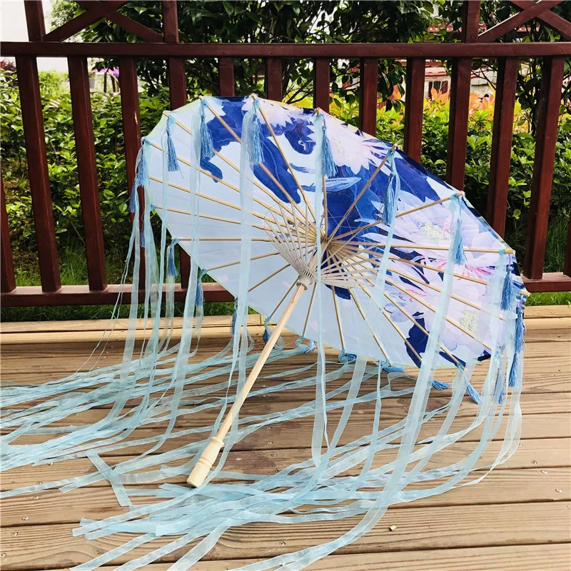 Hanfu Oiled paper Umbrella rain women фотография Prop непромокаемая лента античные кисточки зонтик вентилятор paraguas зонтик