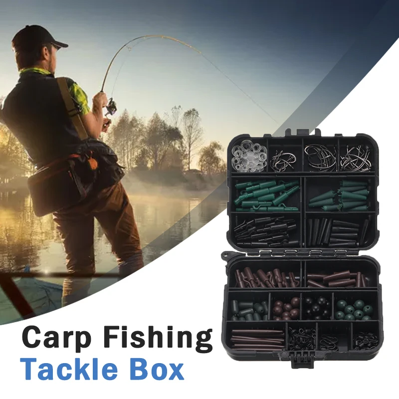

187pcs/Lot Fishing Accessories Carp Fishing Tackle Kit Including Hooks Fishing Swivels Snaps Swivels Baits Terminal Tackle