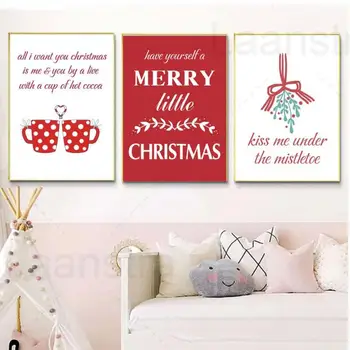 

Christmas Decoration Painting Merry Christmas & Christmas Wishes Poster and Print HD Canvas Painting Holiday Home Wall Art