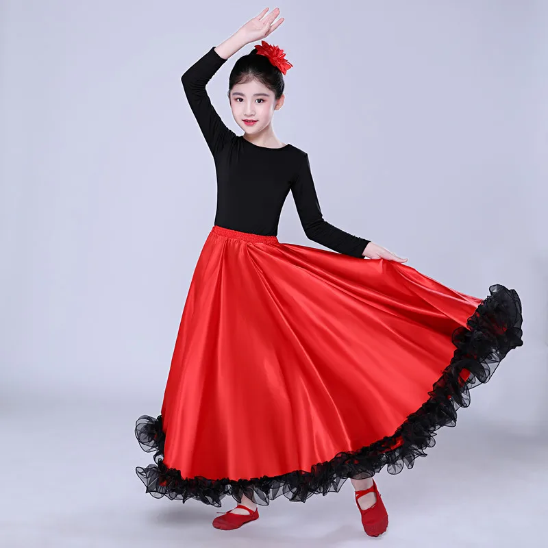 Юбка для фламенко для девочек; платье для испанских танцев; детские костюмы для выступлений на сцене; юбки для Фламенго; DL5152