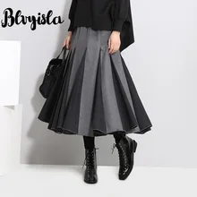 Blvyisla плиссированная комбинированная контрастная Зимняя юбка модная женская трендовая весенне-зимняя Специальные Юбки шикарная одежда