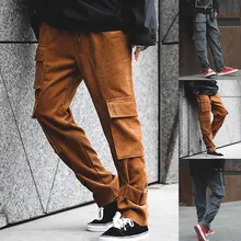 Новые мужские повседневные модные Свободные Лоскутные Комбинезоны с карманами вельветовые брюки-карандаш удобные Модные Повседневные Дышащие Брюки