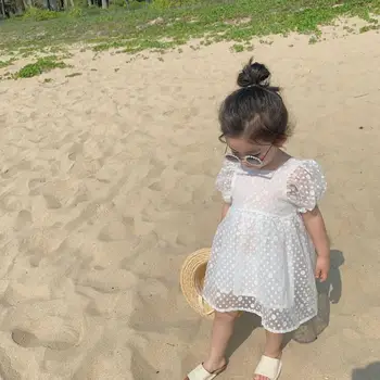 

2020 Korea style girls dots dress fashion summer girls princess dresses 1-6 years HO831
