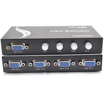 

4 Port VGA Switch Box Video Selector 4 Input to 1 Output Auto Scaling Support High Resolution HJ55