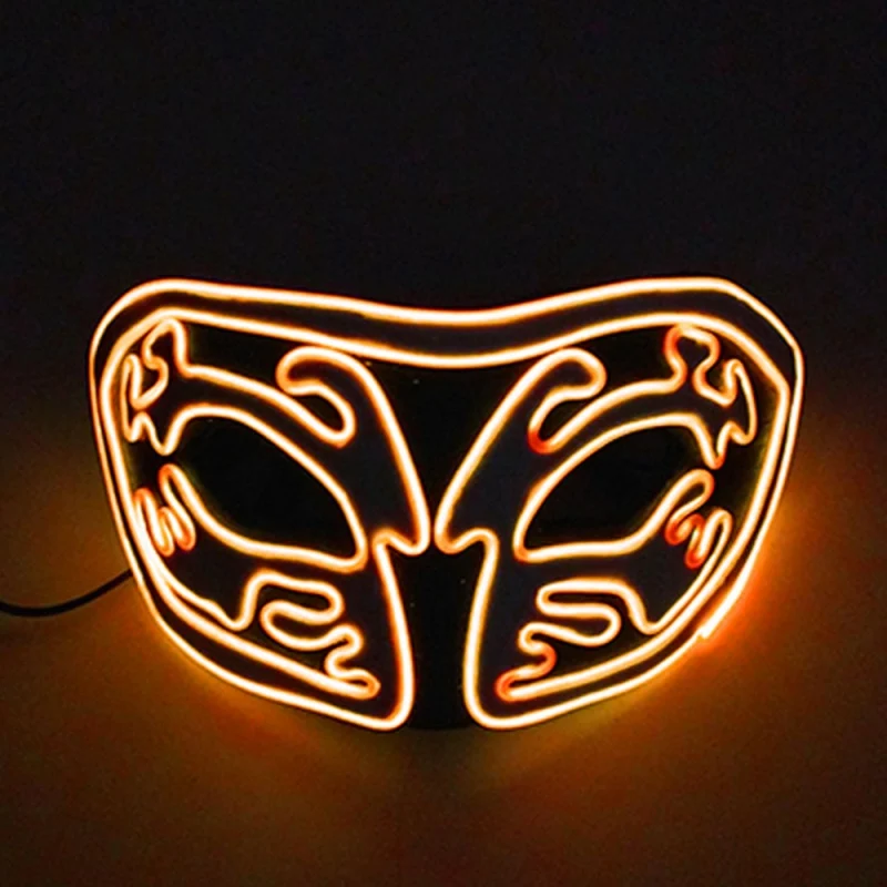 Halloween LED Light Up Mask Funny EL Wire Upper Half Face Mask Halloween Glowing Cosplay Masquerade Festival Party Props